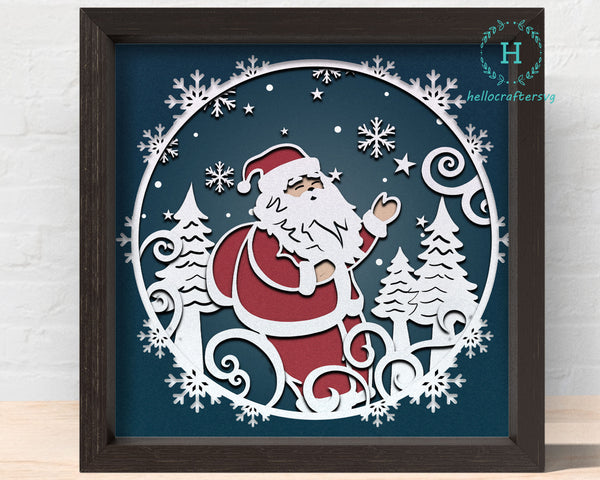 3D Santa TOYBAG Svg - CHRISTMAS Shadow Box Svg