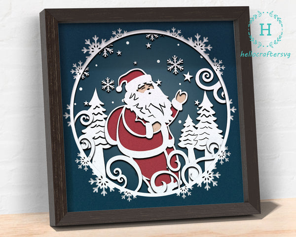 3D Santa TOYBAG Svg - CHRISTMAS Shadow Box Svg