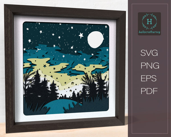 3D SILENT NIGHT Svg, CHRISTMAS Shadow Box Svg22