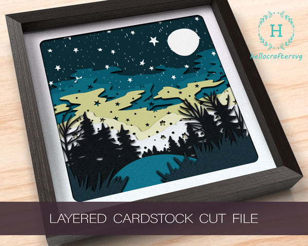 3D SILENT NIGHT Svg, CHRISTMAS Shadow Box Svg