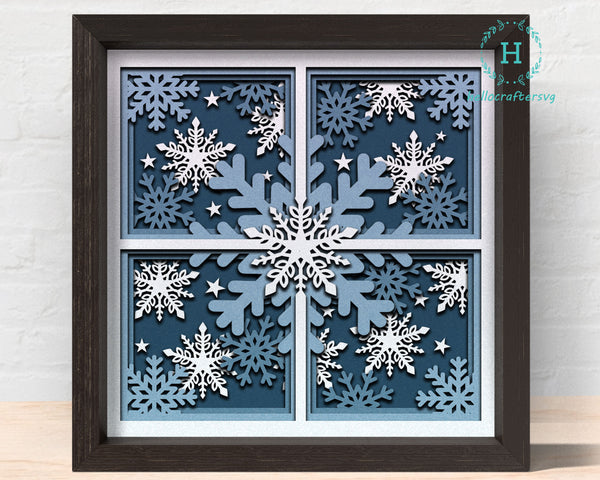 3d SNOWFLAKE WINDOW Svg, Snowflake Shadow Box Svg221