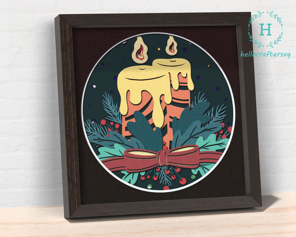 3D Candle SVG, Christmas Shadow Box Svg, Cricut Files, Cardstock Svg, Silhouette Files - HelloCrafterSvg-22