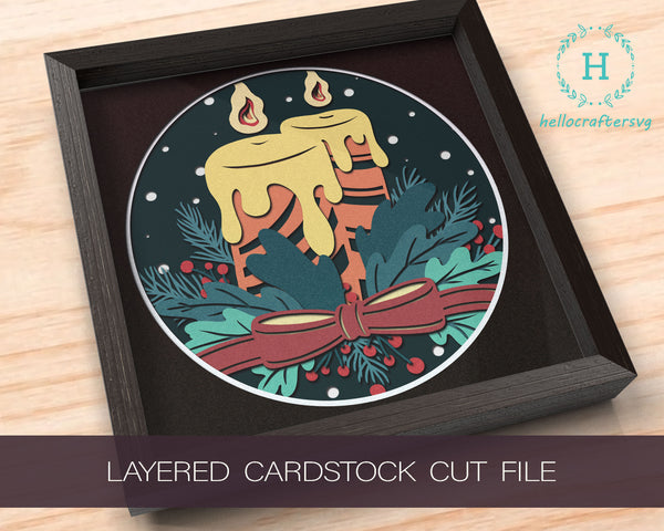 3D Candle SVG, Christmas Shadow Box Svg, Cricut Files, Cardstock Svg, Silhouette Files - HelloCrafterSvg-33