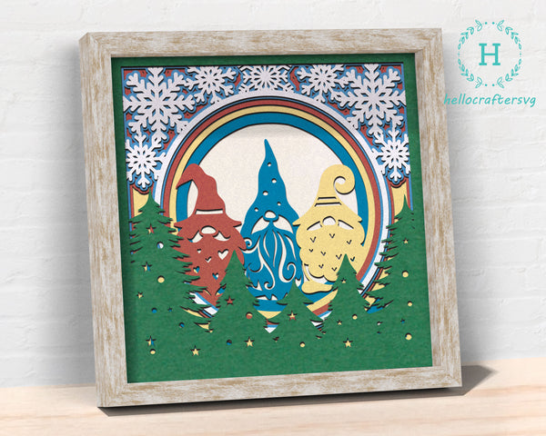 3D Christmas Gnome Svg - 3D CHRISTMAS Shadow Box Svg