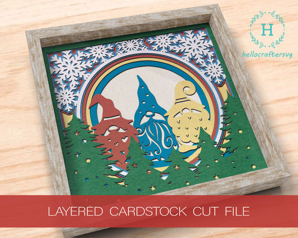 3D Christmas Gnome Svg - 3D CHRISTMAS Shadow Box Svg