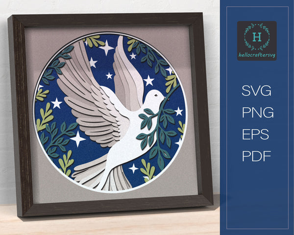 3d Dove Svg, Dove Shadow Box Svg-66