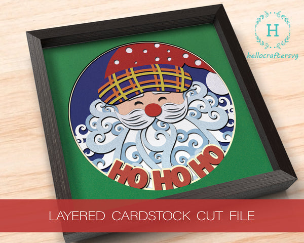 3D Ho Ho Santa Svg - 3D CHRISTMAS Shadow Box Svg