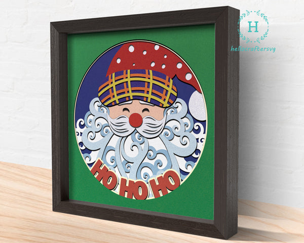 3D Ho Ho Santa Svg - 3D CHRISTMAS Shadow Box Svg