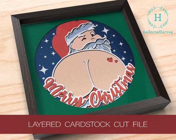 3D Merry Christmas Funny Santa Svg - 3D CHRISTMAS Shadow Box Svg
