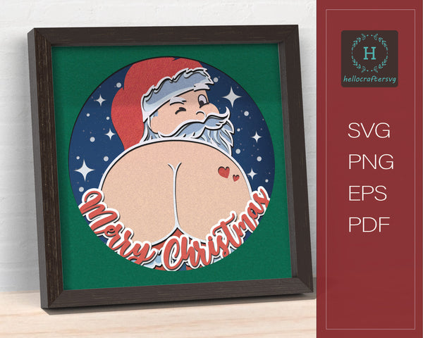 3D Christmas Santa Bundle Svg - 3D CHRISTMAS Shadow Box Svg