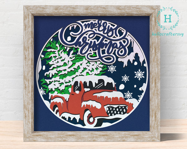3d Merry Christmas Svg, CHRISTMAS Shadow Box Svg