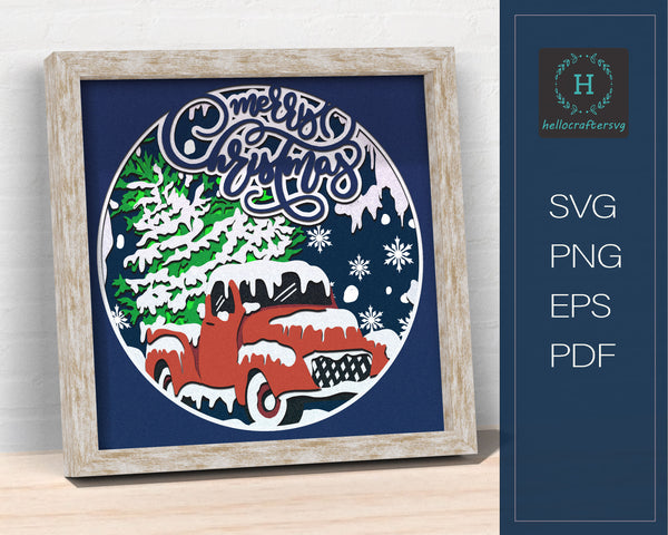 3d Merry Christmas Svg, CHRISTMAS Shadow Box Svg