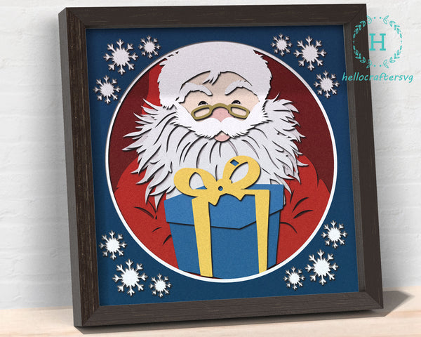 3d Santa Svg, Santa Claus Shadow Box Svg - Cricut Files, Cardstock Svg, Silhouette Files - HelloCrafterSvg