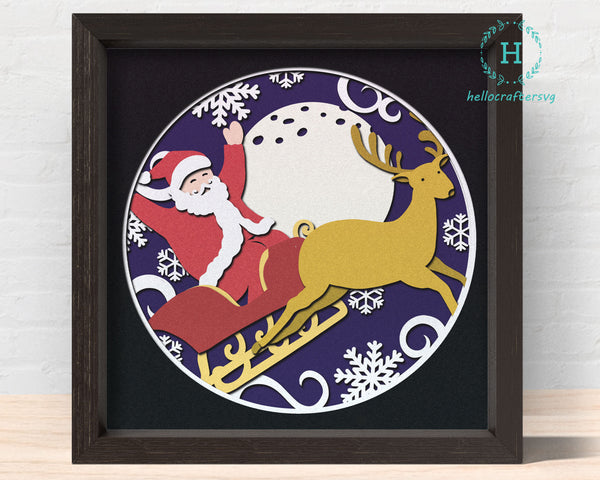 3D SLEDGE SANTA, Christmas Shadow Box Svg, Cricut Files, Cardstock Svg, Silhouette Files - HelloCrafterSvg-98