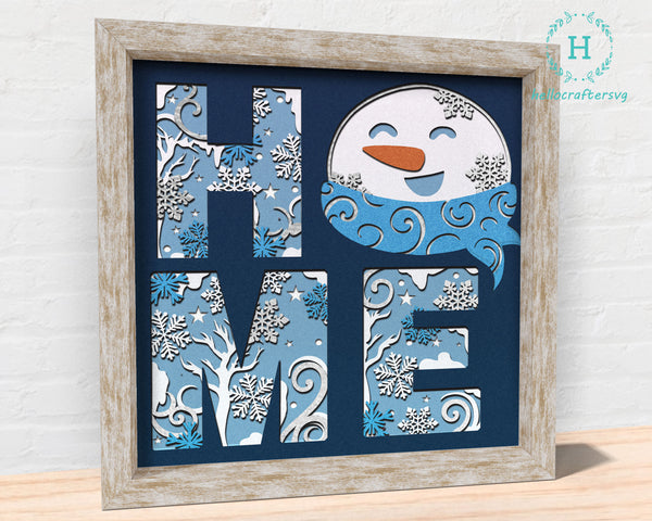 3d Snowman Home Svg, CHRISTMAS Shadow Box Svg