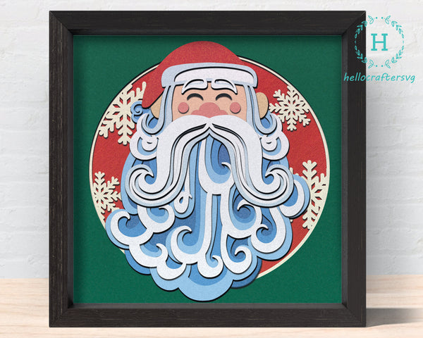 3d Swirly Santa Svg - 3D CHRISTMAS Shadow Box Svg