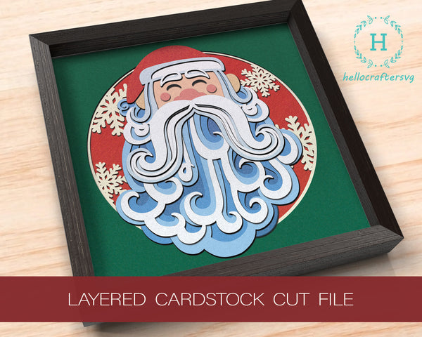 3d Swirly Santa Svg - 3D CHRISTMAS Shadow Box Svg