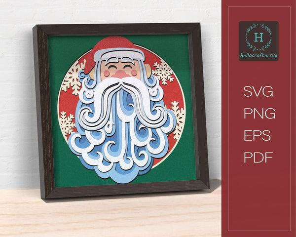 3d Swirly Santa Svg - 3D CHRISTMAS Shadow Box Svg