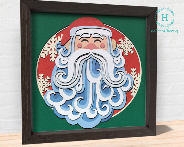 3d Swirly Santa Svg - 3D CHRISTMAS Shadow Box Svg