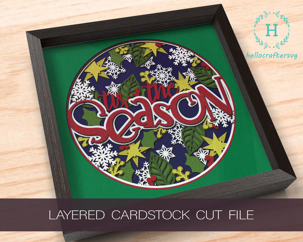 3D THE SEASON SVG, Christmas Shadow Box Svg, Cricut Files