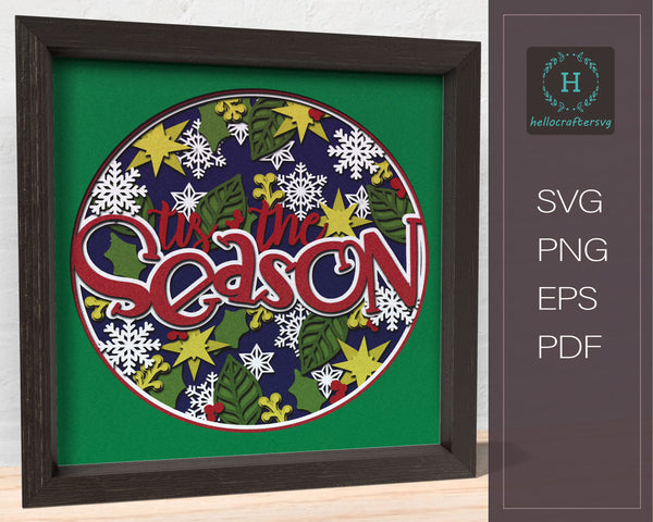 3D THE SEASON SVG, Christmas Shadow Box Svg, Cricut Files