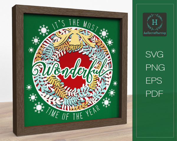 3d Wonderful Svg, CHRISTMAS Shadow Box Svg