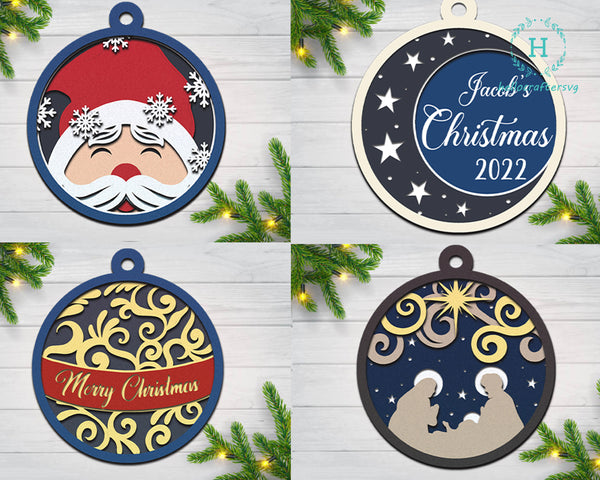 CHRISTMAS ORNAMENT BUNDLE Svg - Cricut Files, Cardstock Svg, Silhouette Files - HelloCrafterSvg-454
