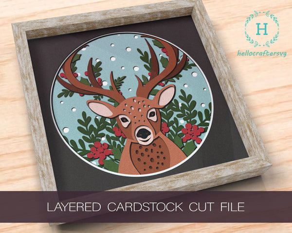3d Reindeer Svg, CHRISTMAS Shadow Box Svg