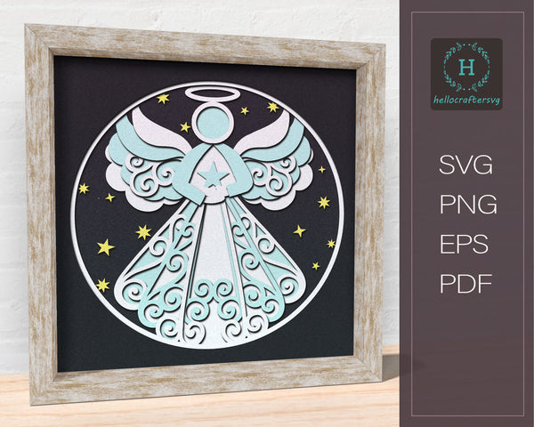 3d Angel Svg, Angel Shadow Box Svg