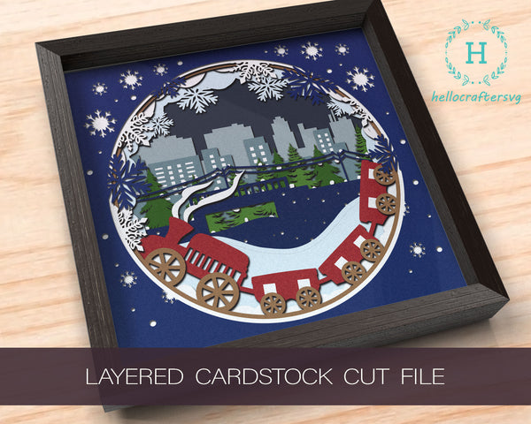 3d Train Svg, Christmas Train Shadow Box Svg - Cricut Files, Cardstock Svg, Silhouette Files - HelloCrafterSvg-22