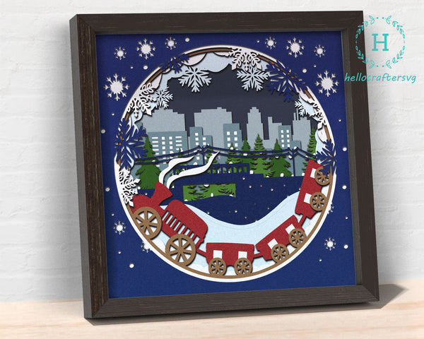 3d Train Svg, Christmas Train Shadow Box Svg - Cricut Files, Cardstock Svg, Silhouette Files - HelloCrafterSvg-33