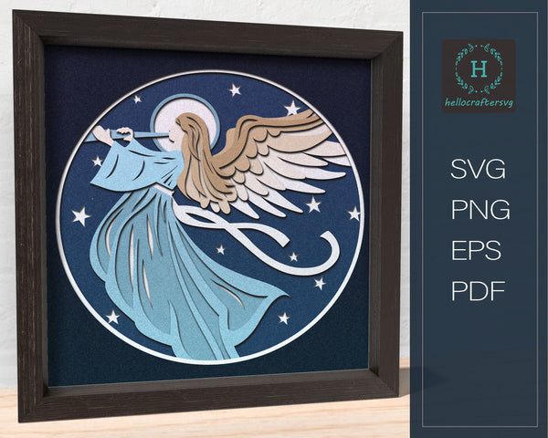 3d ANGEL Svg, CHRISTMAS Shadow Box Svg