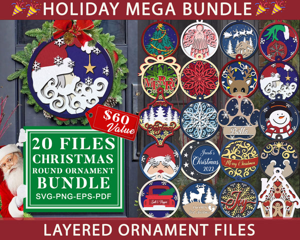 CHRISTMAS ORNAMENT BUNDLE Svg - Cricut Files, Cardstock Svg, Silhouette Files - HelloCrafterSvg