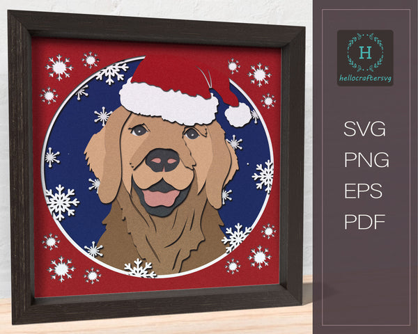 3D DOG SVG, Christmas Dog Shadow Box Svg
