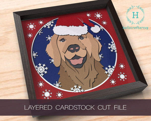 3D DOG SVG, Christmas Dog Shadow Box Svg