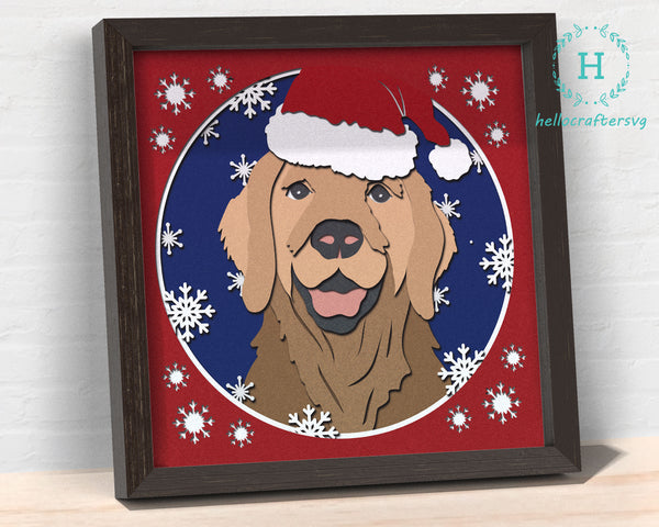 3D DOG SVG, Christmas Dog Shadow Box Svg