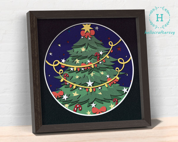 3D CHRISTMAS TREE, Christmas Shadow Box Svg, Cricut Files, Cardstock Svg, Silhouette Files - HelloCrafterSvg.