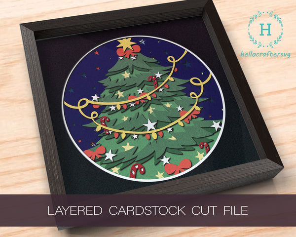 3D CHRISTMAS TREE, Christmas Shadow Box Svg, Cricut Files, Cardstock Svg, Silhouette Files - HelloCrafterSvg.