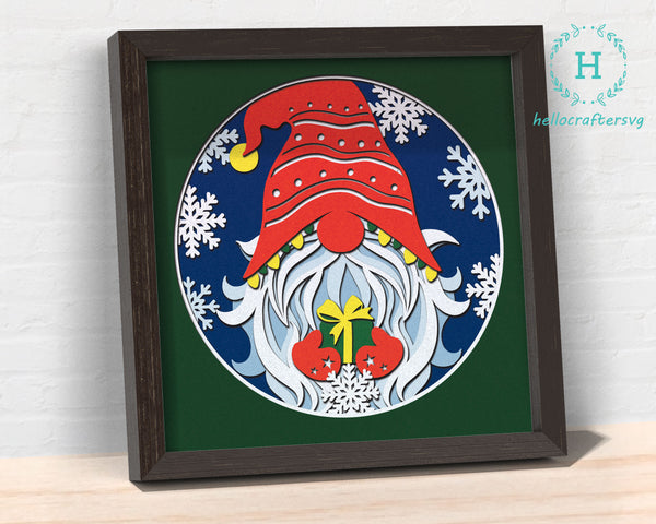 3D CHRISTMAS GNOME SVG, Christmas Shadow Box Svg, Cricut Files