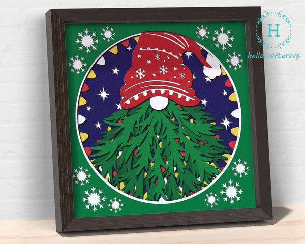 3D CHRISTMAS GNOME SVG, Christmas Shadow Box Svg,
