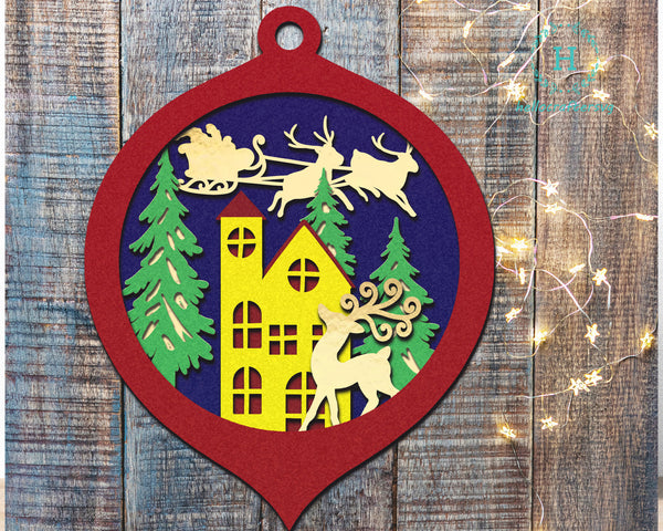 3d FLYING SANTA CHRISTMAS ORNAMENT Svg