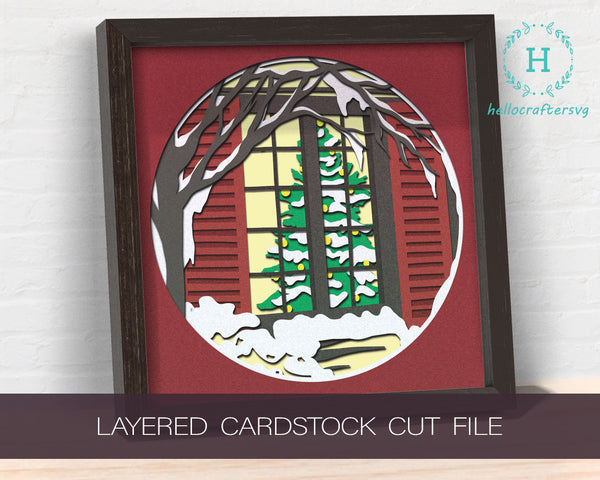 3D Christmas Scene SVG, Christmas Shadow Box Svg, Cricut Files, Cardstock Svg, Silhouette Files - HelloCrafterSvg-43
