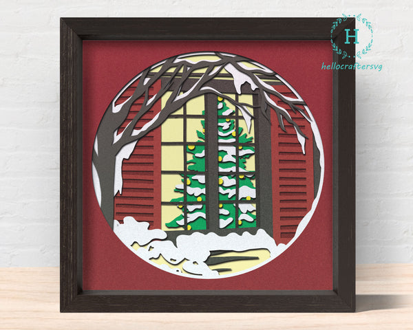 3D Christmas Scene SVG, Christmas Shadow Box Svg, Cricut Files, Cardstock Svg, Silhouette Files - HelloCrafterSvg