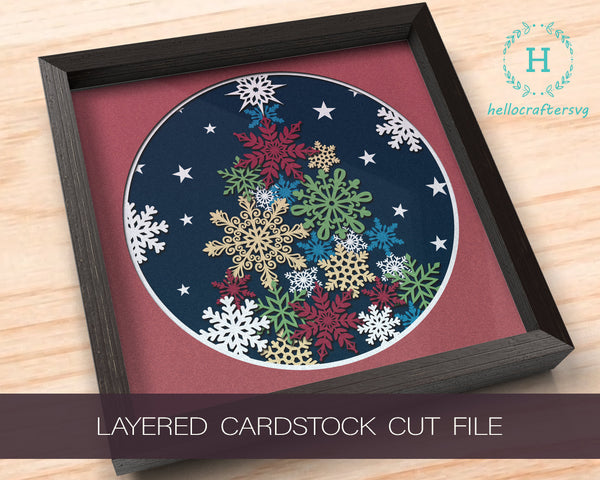 3d Christmas TREE Svg, CHRISTMAS Shadow Box Svg - Cricut Files, Cardstock Svg, Silhouette Files - HelloCrafterSvg 222