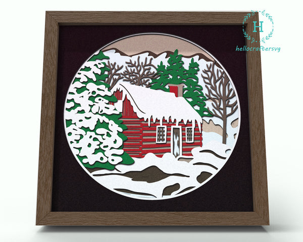 3d COUNTRYSIDE CHRISTMAS Svg, CHRISTMAS Shadow Box Svg - Cricut Files, Cardstock Svg, Silhouette Files - HelloCrafterSvg0ah