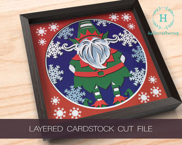 3d ELF Svg, CHRISTMAS ELF Shadow Box Svg