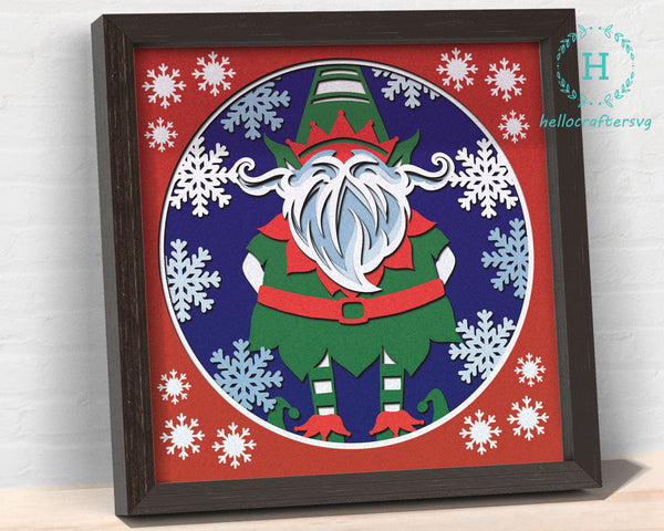 3d ELF Svg, CHRISTMAS ELF Shadow Box Svg