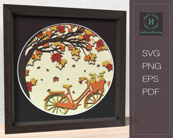 3d FALL TREE Svg, FALL Shadow Box Svg -