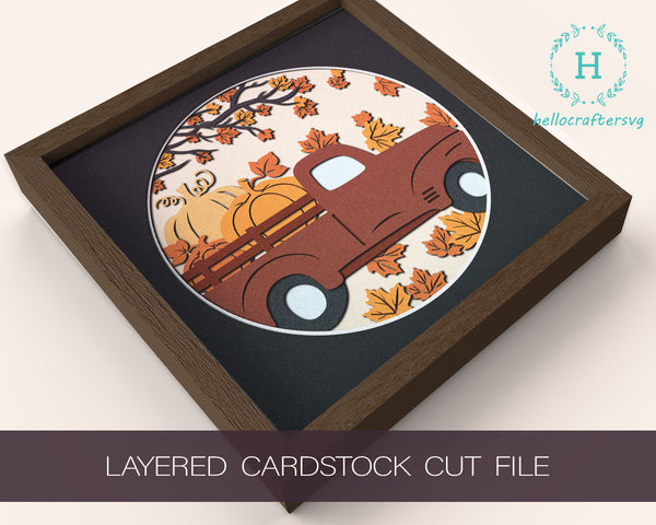 3d PUMPKIN TRUCK Svg, FALL Shadow Box Svg - Cricut Files, Cardstock Svg, Silhouette Files - HelloCrafterSvg.-32