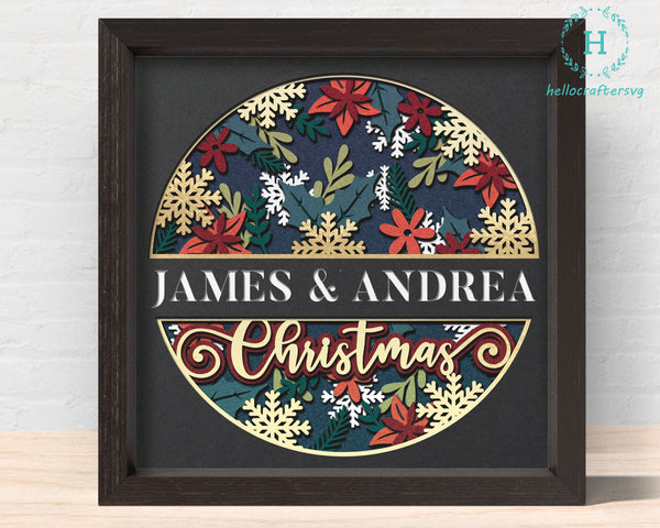 3d Customisable Family Name CHRISTMAS Shadow Box Svg22